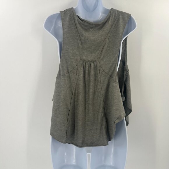 Free People FP Movement Gray Open Side Tie Tank Top L Henley Style Athleisure - Picture 3 of 11
